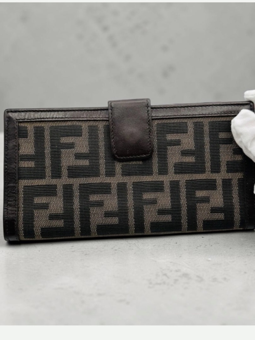 Fendi Brown and Dark Brown Zucca Fold Wallet